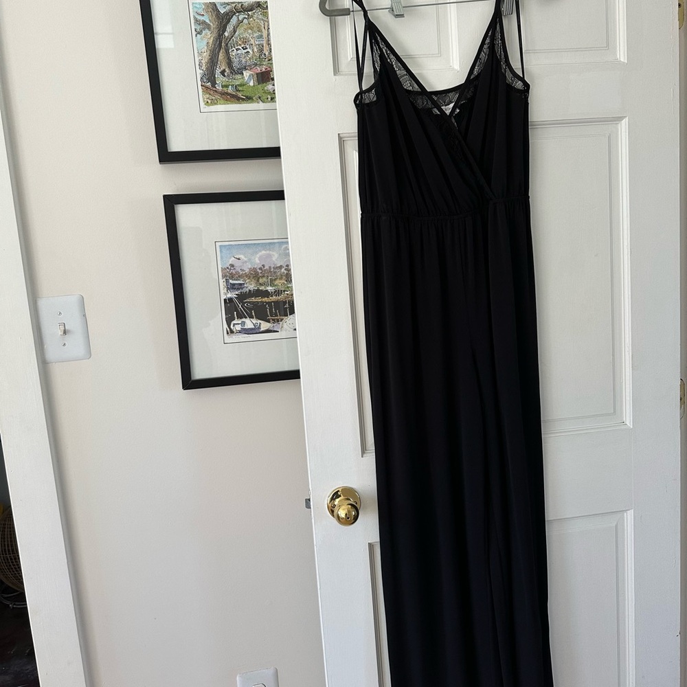 BCBGeneration Black Lace Trim Jumpsuit